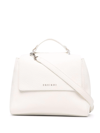 Orciani Foldover Leather Tote Bag In White