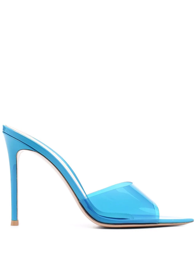 Gianvito Rossi Elle Leather And Pvc Heeled Mules In Blau
