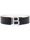 Balmain Logo-plaque Buckled Belt In Black
