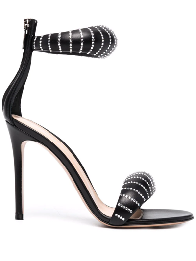 Gianvito Rossi Bijoux Crystal 105 Embellished Padded Leather Sandals In Black
