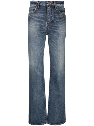 Saint Laurent Mid-rise Straight-leg Denim Jeans In Blau