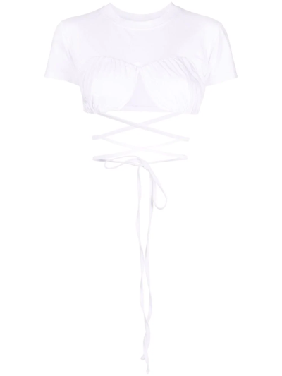 Jacquemus Wraparound Cropped T-shirt In Weiss