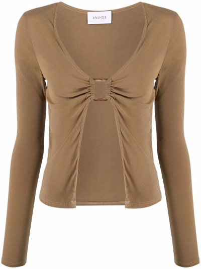 Anemos Ring-detail Long-sleeved Top In Neutrals