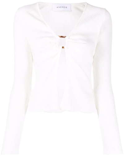 Anemos Tortoiseshell Ring-detail Knit Top In Weiss