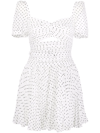 Self-portrait Flocked Polka-dot Crinkled-chiffon Mini Dress In Weiss