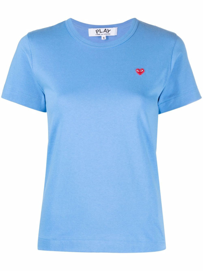 Comme Des Garçons Play Cotton Embroidered-logo T-shirt In Blue