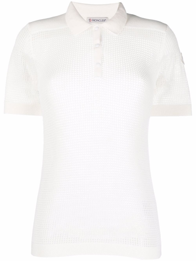 Moncler Women's Cotton Mesh Polo Shirt In White