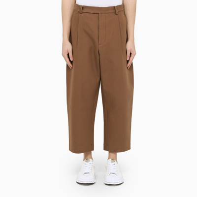 Studio Nicholson Yale Pleated Cotton Trousers In Brown