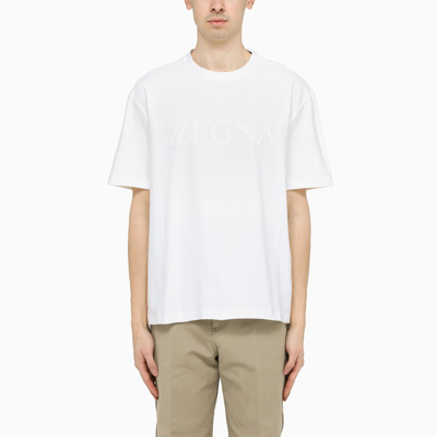 Ermenegildo Zegna White Embroidered-logo T-shirt