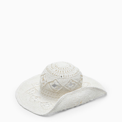 Ruslan Baginskiy White Embroidered Straw Hat