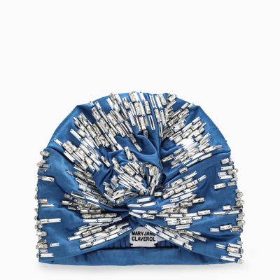 Mary Jane Claverol Blue Ginni Turban With Crystals