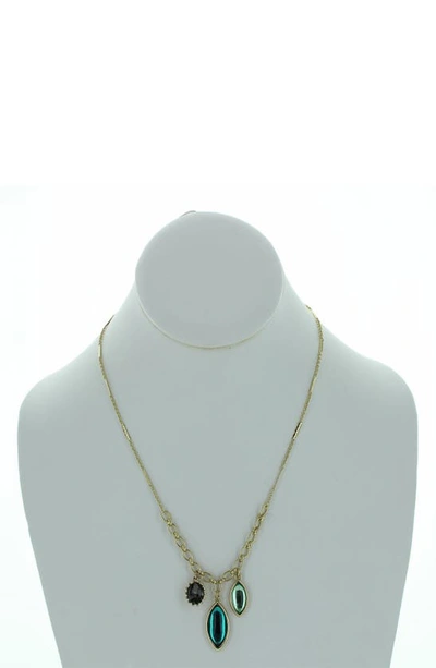 Olivia Welles Triple Charm Pendant Necklace In Blue