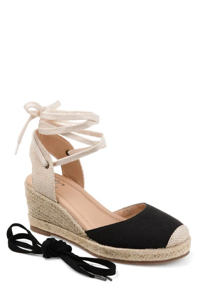 Journee Collection Monte Espadrille Ankle Strap Wedge Sandal In Black