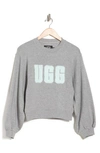 Ugg Brook Fuzzy Logo Sweatshirt In Grey Heather / Ice Blue