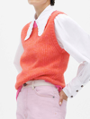 Ganni Contrasting-trimmed Regular-fit Wool-blend Vest In Red