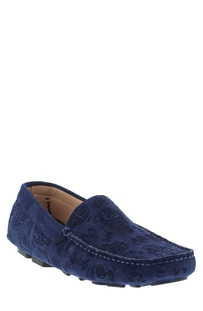 Robert Graham Dome Suede Embossed Loafer In Navy