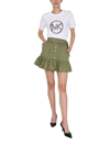 Michael Michael Kors Belted Ruffle-trim Mini Skirt In Military Green