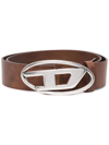 Diesel Logo-lettering Leather Belt In Marrone