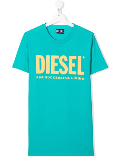 Diesel Teen Logo-print Cotton T-shirt In Blue