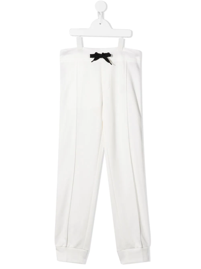 Fendi Teen Logo-tape Drawstring Trousers In White