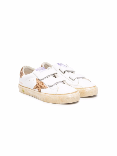 Golden Goose Teen Superstar Touch-strap Sneakers In White