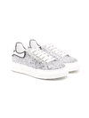 Philipp Plein Junior Glitter-embellished Sneakers In Silver