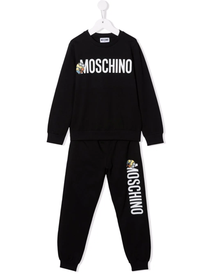Moschino Kids' Logo-print Tracksuit Set In Black