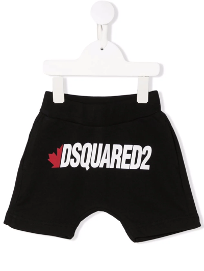 Dsquared2 Babies' Logo Fitted Shorts In Black