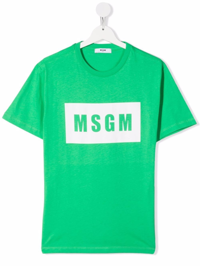 Msgm Teen Logo-print Short-sleeve T-shirt In Green