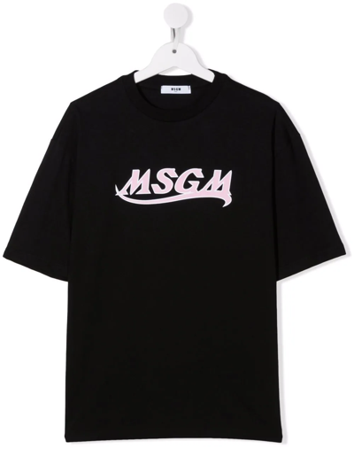 Msgm Teen Logo-print Short-sleeve T-shirt In Black