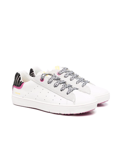 Geox Kids' Animal-print Detail Sneakers In White