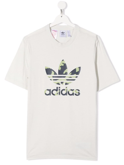 Adidas Originals Kids' Originals Camouflage Logo-print T-shirt In Grey