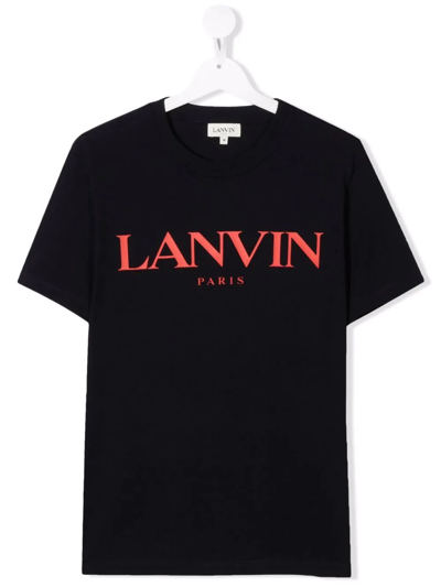 Lanvin Enfant Teen Logo-print Cotton T-shirt In Blue