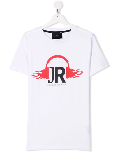 John Richmond Junior Kids' Flaming Headphones T-shirt In White