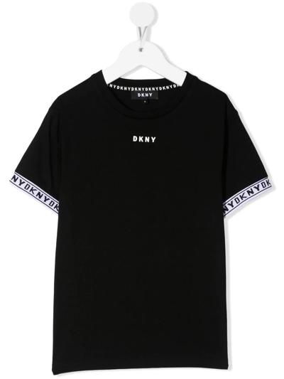 Dkny Kids' Logo-print T-shirt In Black