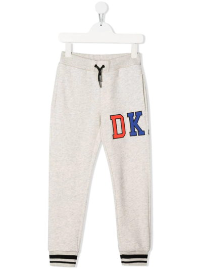 Dkny Teen Logo-appliqué Track Pants In Beige