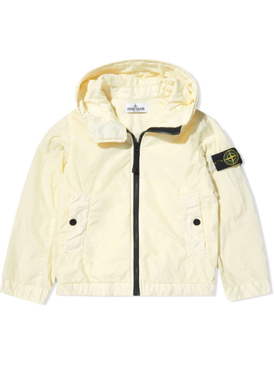 Stone Island Junior Kids' Hooded Zip-front Lightweight Jacket In Neutrals