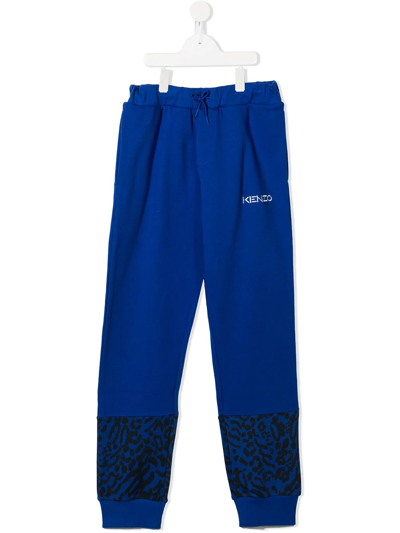 Kenzo Kids' Logo-print Track Trousers In Blue