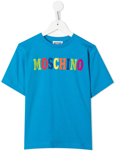 Moschino Kids' Logo-print Cotton T-shirt In Blue