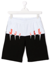 Neil Barrett Thunder Color Block Cotton Sweat Shorts In White