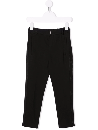 Givenchy Kids' Boy Straight Trousers With Logo Band In Black