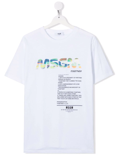 Msgm Teen Graphic-print Cotton T-shirt In White