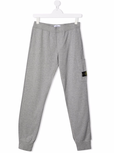 Stone Island Kids' Side Logo-patch Track Trousers In Grey