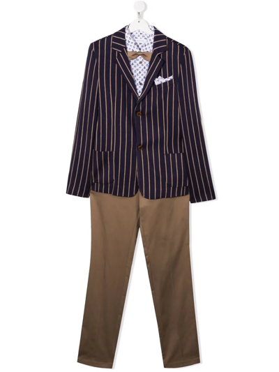 Colorichiari Teen Three Piece Suit In Blue