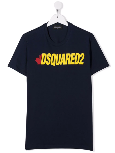 Dsquared2 Teen Logo-print Short-sleeve T-shirt In Blue