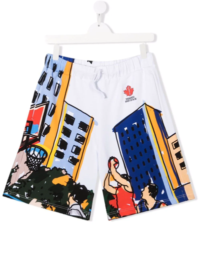 Dsquared2 Multicolor Teen Bermuda Shorts Dsquared Kids In White