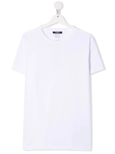 Balmain Kids' Rear Logo-print T-shirt In White