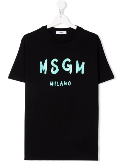 Msgm Teen Logo-print T-shirt In Black