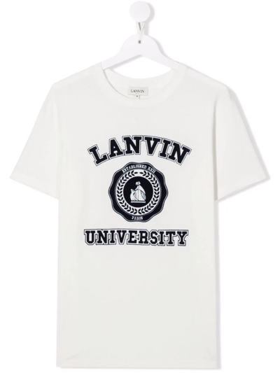 Lanvin Enfant Teen Logo-print Cotton T-shirt In White