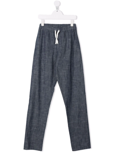 Bonpoint Teen Gregory Cotton Chambray Trousers In Blue